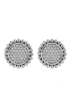 Lagos Sterling Silver Caviar Spark Diamond Clip-on Stud Earrings In Silver/ Diamond