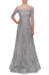 LA FEMME SEQUIN EMBROIDERED A-LINE GOWN,27942