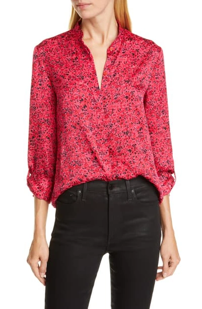 Alice And Olivia Eloise Floral Top In Bright Pink Multi