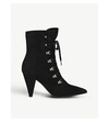 Gianvito Rossi Waterloo 85 Lace-up Suede Ankle Boots In Black