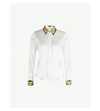 VERSACE PRINTED-TRIM SILK-SATIN SHIRT