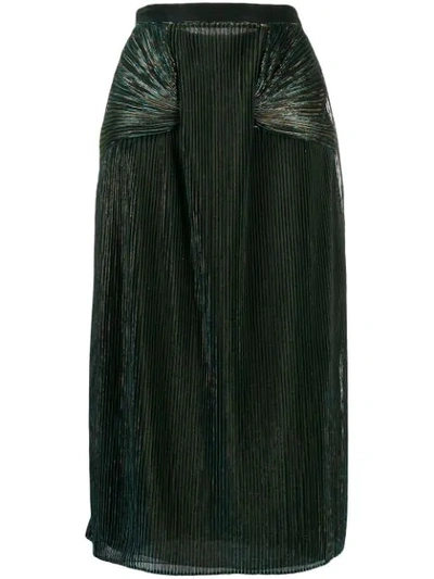 Marco De Vincenzo Metallic Pleated Midi Skirt In Blue