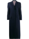 THOM BROWNE MELTON WOOL ELONGATED CHESTERFIELD COAT