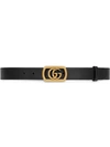 GUCCI LEATHER BELT WITH FRAMED DOUBLE G