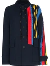 ANGEL CHEN ANGEL CHEN NAVY SYNTHETIC->POLYESTER EMBROIDERED STRIPE JACKET FROM ANGEL CHEN.EMBROIDERED STRIPE CO