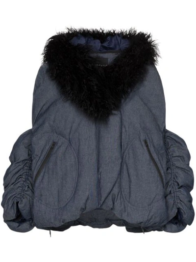 Angel Chen Faux Fur-collared Jacket In Blue