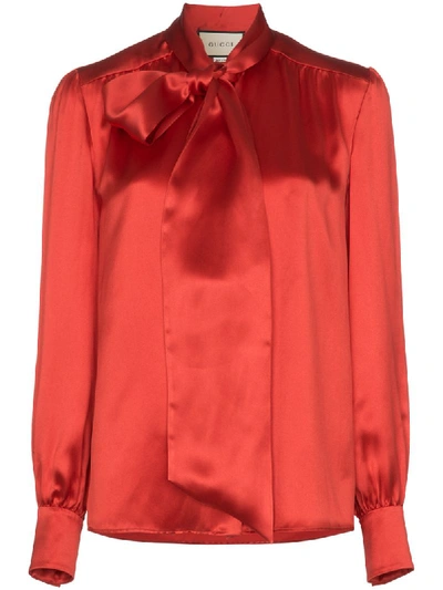 Gucci Pussy-bow Neck Blouse - 红色 In Red