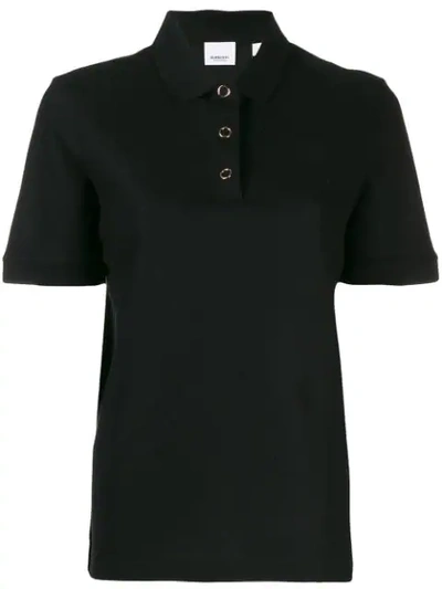 Burberry Monogram Motif Cotton Piqué Polo Shirt In Black