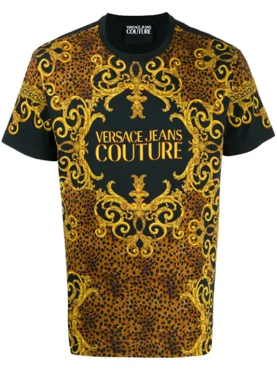 Versace Jeans Animal Print Baroque Print T-shirt In Yellow