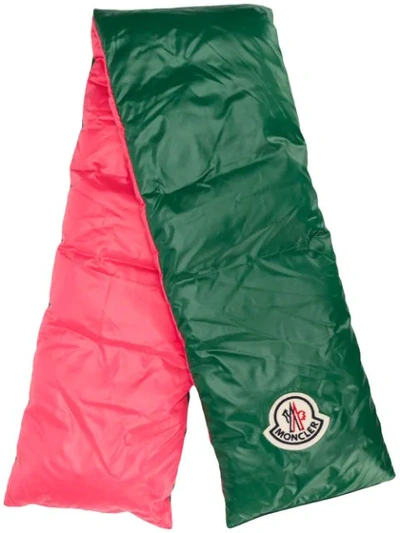 Moncler Puffer-style Logo Patch Scarf In Green