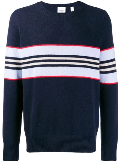 Burberry Men's Furlong Striped Cashmere Sweater In Blue