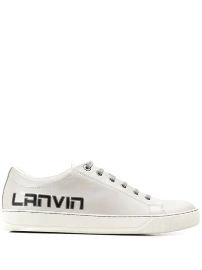 Lanvin Logo Print Low-top Trainers In Silver