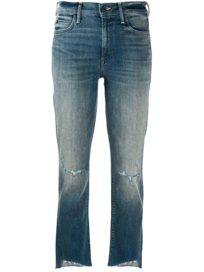 Mother Mid Rise Cropped Jeans In Blue