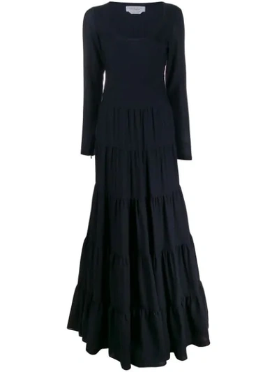 Gabriela Hearst Long-sleeve Flared Dress In Dark Blue