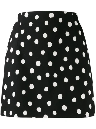 Saint Laurent Polka Dot Skirt In Black