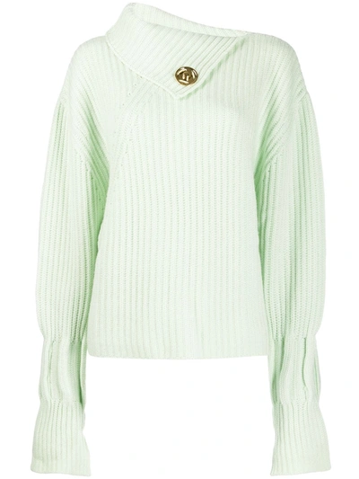 Jw Anderson Asymmetric Collar Sweater In Green