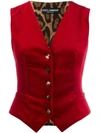 DOLCE & GABBANA LEOPARD PANEL VELVET WAISTCOAT