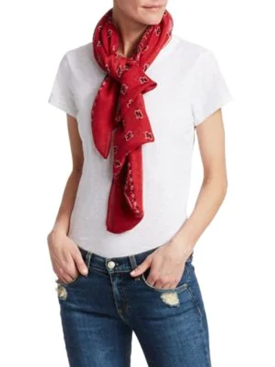 Saint Laurent Paisley Silk & Cashmere Bandana Scarf In Rouge Ivoire