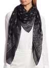 Saint Laurent Paisley Silk & Cashmere Bandana Scarf In Noir Ivory