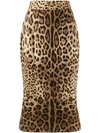 Dolce & Gabbana Leopard-print Silk-blend Charmeuse Pencil Skirt In M Leo New
