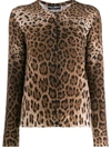 Dolce & Gabbana Leopard-print Virgin Wool Cardigan In M Leo New