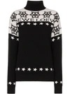 Loewe Snowflake Intarsia Knit Turtleneck In White/black