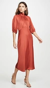 REBECCA TAYLOR SHORT SLEEVE SATIN TIE DRESS