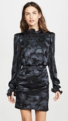 Saloni Rina B Long-sleeve High-neck Cocktail Dress In Black
