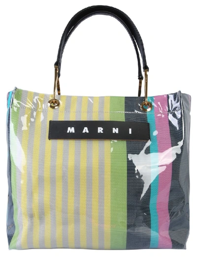 Marni Glossy Grip Shopping Bag In Multicolor