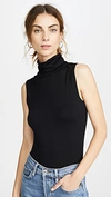 L Agence Carlissa Velvet Sleeveless Turtleneck Top In Black