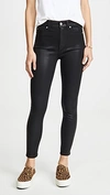 7 For All Mankind By  High Waist Coated Ankle Skinny Jeans In B(air) Black Coated