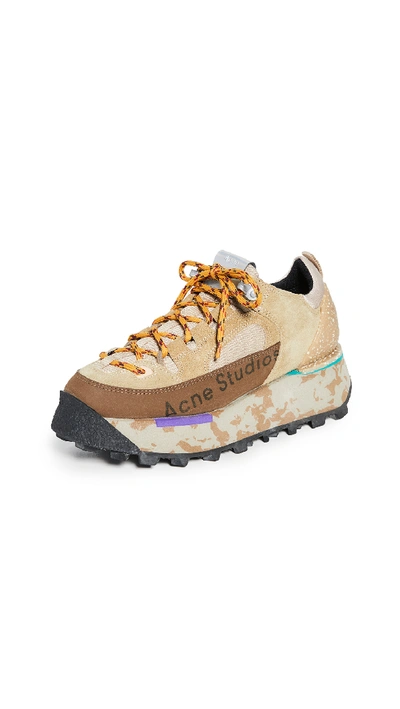 Acne Studios Berton Printed Suede And Mesh Platform Sneakers In Trekking Boots