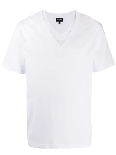 Les Hommes Double V-neck T-shirt In White