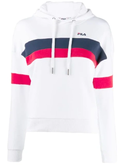 Fila Logo Cotton Blend Sweatshirt Hoodie In White