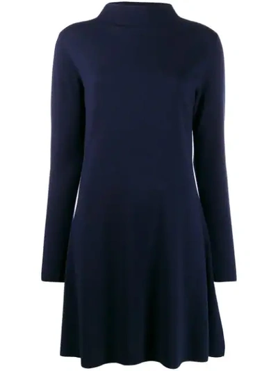 Allude Fine Knit Shift Dress In Blue