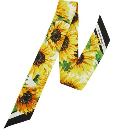 Dolce & Gabbana Sunflower Silk Neck Tie In Yellow