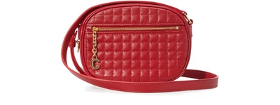 Celine Small C Charm Bag In Quilted Calfskin In Red