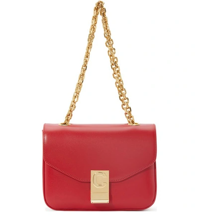 Celine Small C Bag In Polished Calfskin In Red