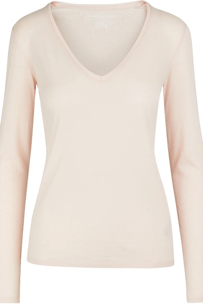 Majestic V-neck Long-sleeved Top In Rose Poudre