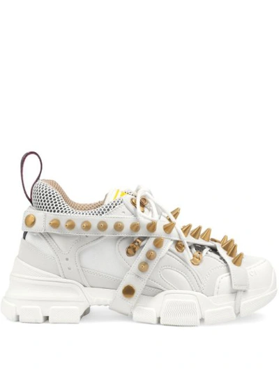 Gucci Women's Flashtrek Trainer With Removable Spikes In White