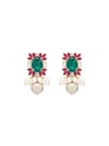 ANTON HEUNIS ANTON HEUNIS CRYSTAL CLUSTER PEARL-DROP EARRINGS - MULTICOLOURED