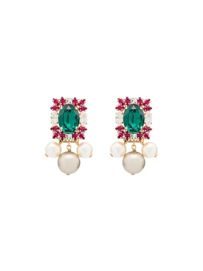 Anton Heunis Crystal Cluster Pearl-drop Earrings - Multicoloured In Multicoloured