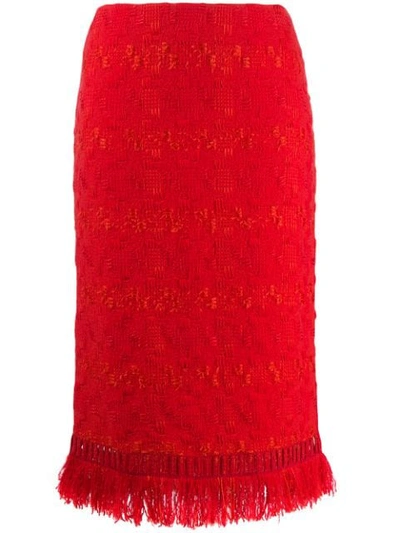 Ermanno Scervino Fringed Pencil Skirt - 红色 In Red