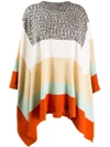 Missoni Striped Wool Knit Poncho Cape In Multicolor