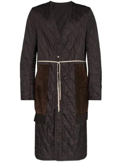 Rick Owens Padded Belted Jacket In Black