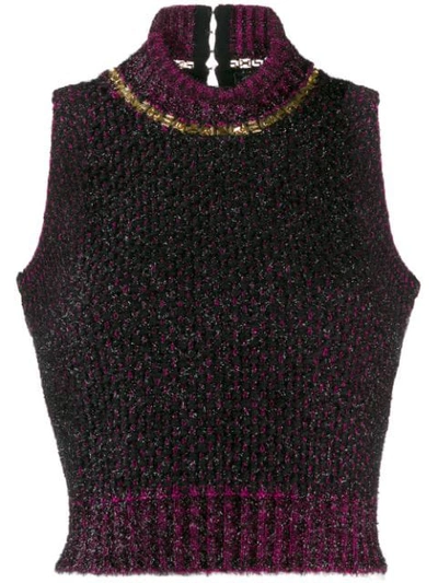 Versace Sleeveless Knitted Top In A2055 Nero