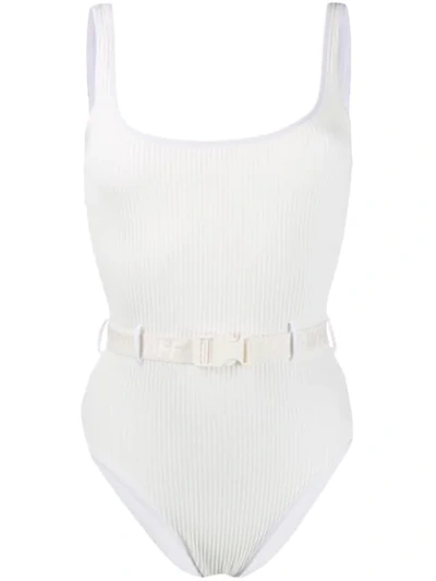Off-white Belted Swimsuit In White