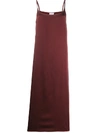 ASCENO ASCENO LONG SLIP SILK DRESS - 红色