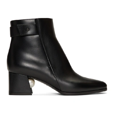 Nicholas Kirkwood Miri Faux Pearl-embellished Leather Ankle Boots In Black