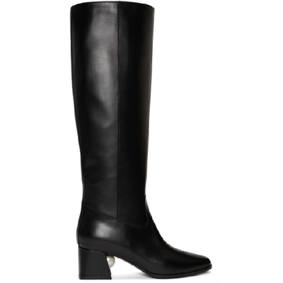 Nicholas Kirkwood Miri Faux Pearl Tall Leather Boots In Black